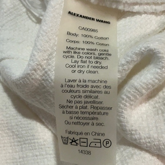 T By Alexander Wang Sleeveless Frayed White Women’s Shift Dress - Picture 8 of 9